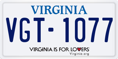 VA license plate VGT1077