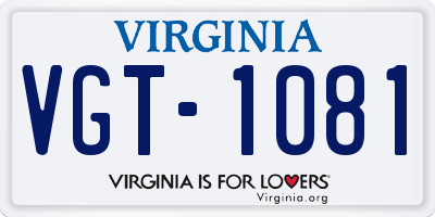 VA license plate VGT1081