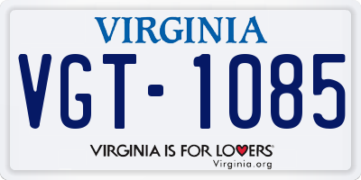 VA license plate VGT1085