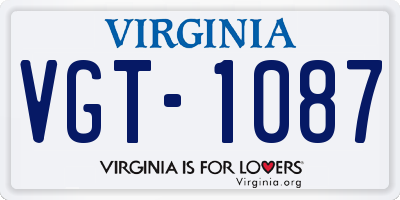 VA license plate VGT1087