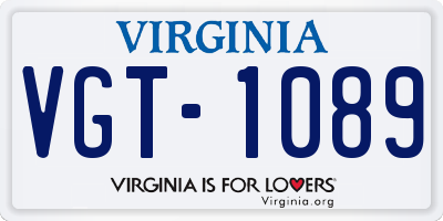 VA license plate VGT1089