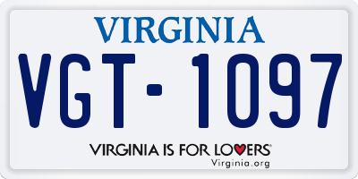 VA license plate VGT1097