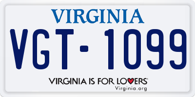 VA license plate VGT1099