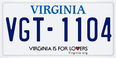 VA license plate VGT1104