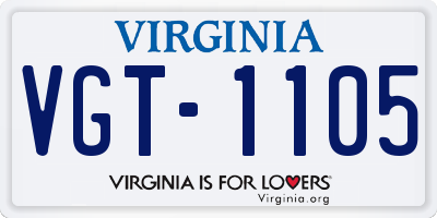 VA license plate VGT1105