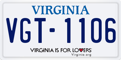 VA license plate VGT1106