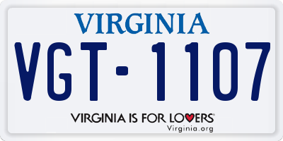 VA license plate VGT1107