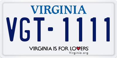 VA license plate VGT1111