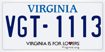 VA license plate VGT1113