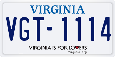 VA license plate VGT1114