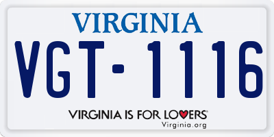 VA license plate VGT1116