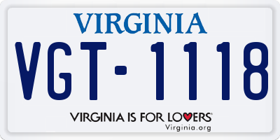 VA license plate VGT1118