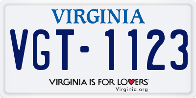 VA license plate VGT1123