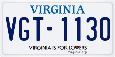 VA license plate VGT1130