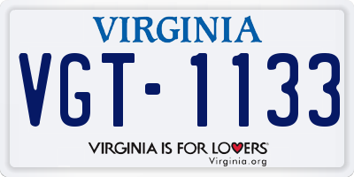 VA license plate VGT1133
