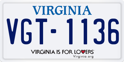 VA license plate VGT1136