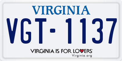 VA license plate VGT1137