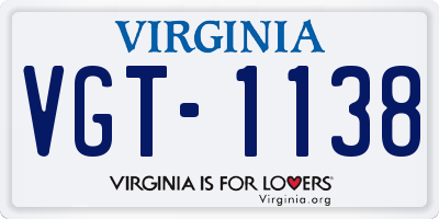 VA license plate VGT1138