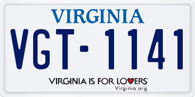 VA license plate VGT1141