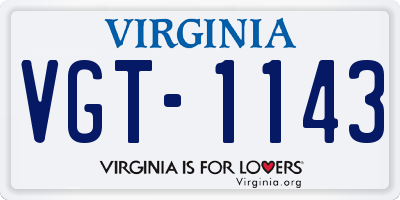 VA license plate VGT1143