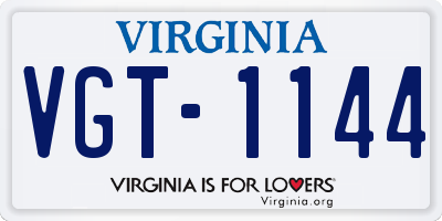 VA license plate VGT1144