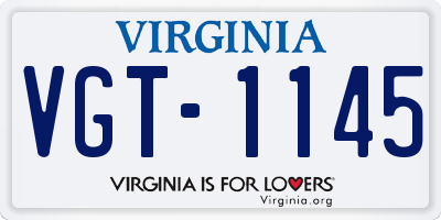 VA license plate VGT1145