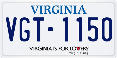 VA license plate VGT1150