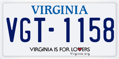 VA license plate VGT1158