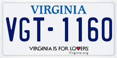 VA license plate VGT1160