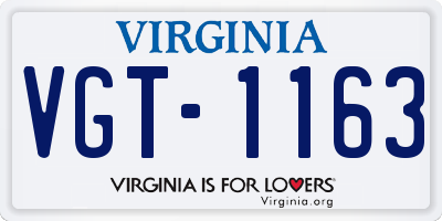 VA license plate VGT1163