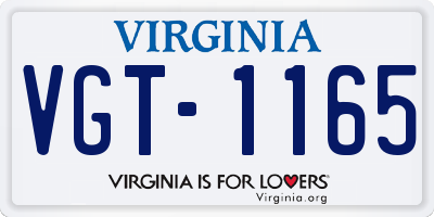 VA license plate VGT1165