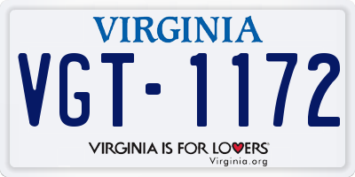 VA license plate VGT1172