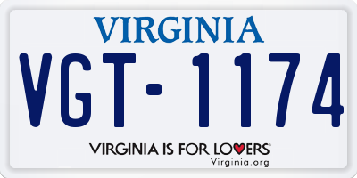 VA license plate VGT1174
