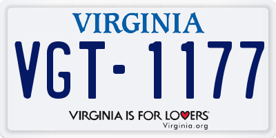 VA license plate VGT1177