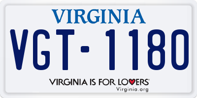 VA license plate VGT1180