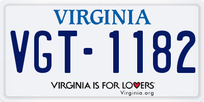 VA license plate VGT1182