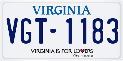 VA license plate VGT1183
