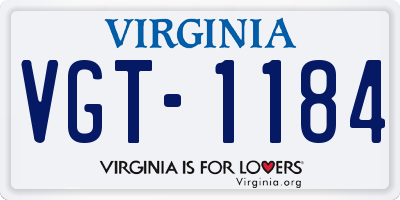 VA license plate VGT1184