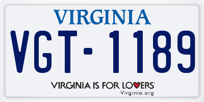 VA license plate VGT1189