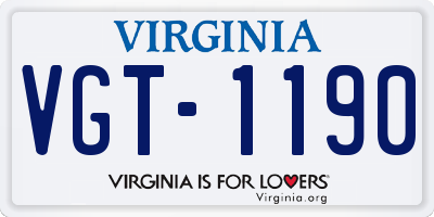 VA license plate VGT1190