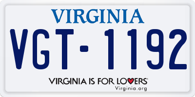 VA license plate VGT1192