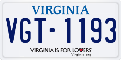 VA license plate VGT1193
