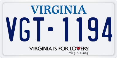 VA license plate VGT1194