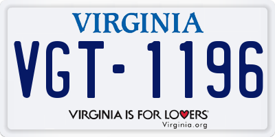 VA license plate VGT1196