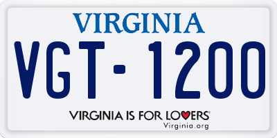 VA license plate VGT1200