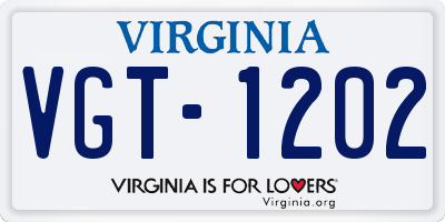 VA license plate VGT1202