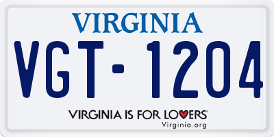 VA license plate VGT1204