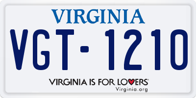 VA license plate VGT1210