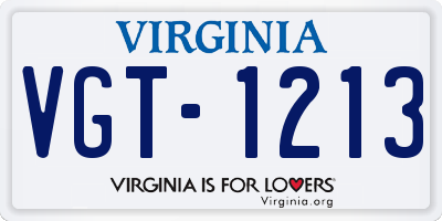 VA license plate VGT1213