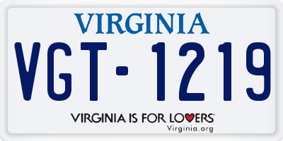 VA license plate VGT1219
